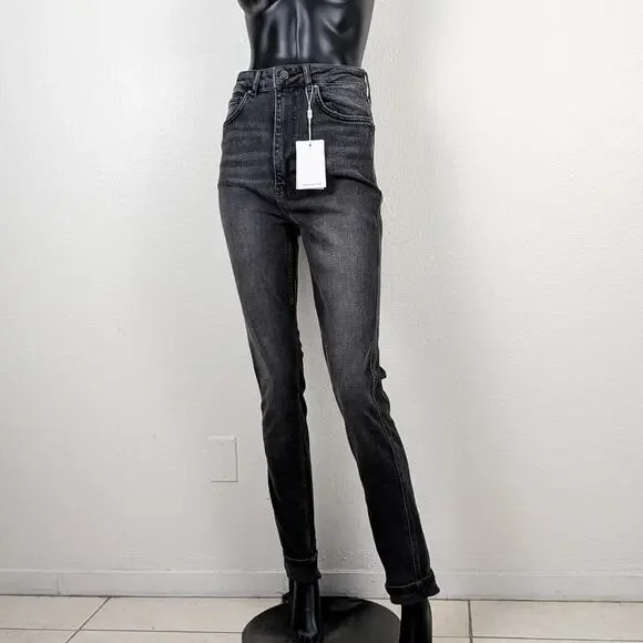 ANINE BING Beck High Rise Skinny Slim Jeans Dark Grey Size 30 NWT